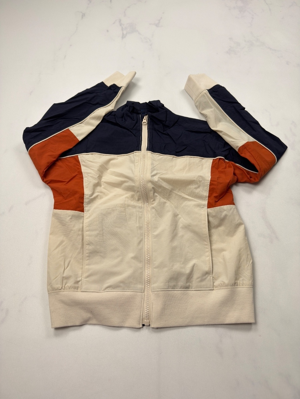 Old Navy Active Dry Quick Colorblock Track Jacket Navy Cream Orange - Boys M